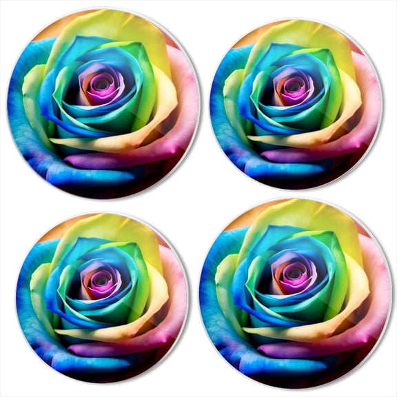 BaHomeck Electric Stove Burner Covers Set of 4,Round Metal Gas Stove Burner Covers 8 Inch and 10 Inch,Kitchen Decor,Rainbow Rose With Vibrant AndColorful Rainbow Hues