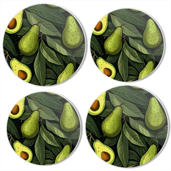 BaHomeck Electric Stove Burner Covers Set of 4,Round Metal Gas Stove Burner Covers 8 Inch and 10 Inch,Kitchen Decor,Seamless Pattern Of Avocados And Green Leaves