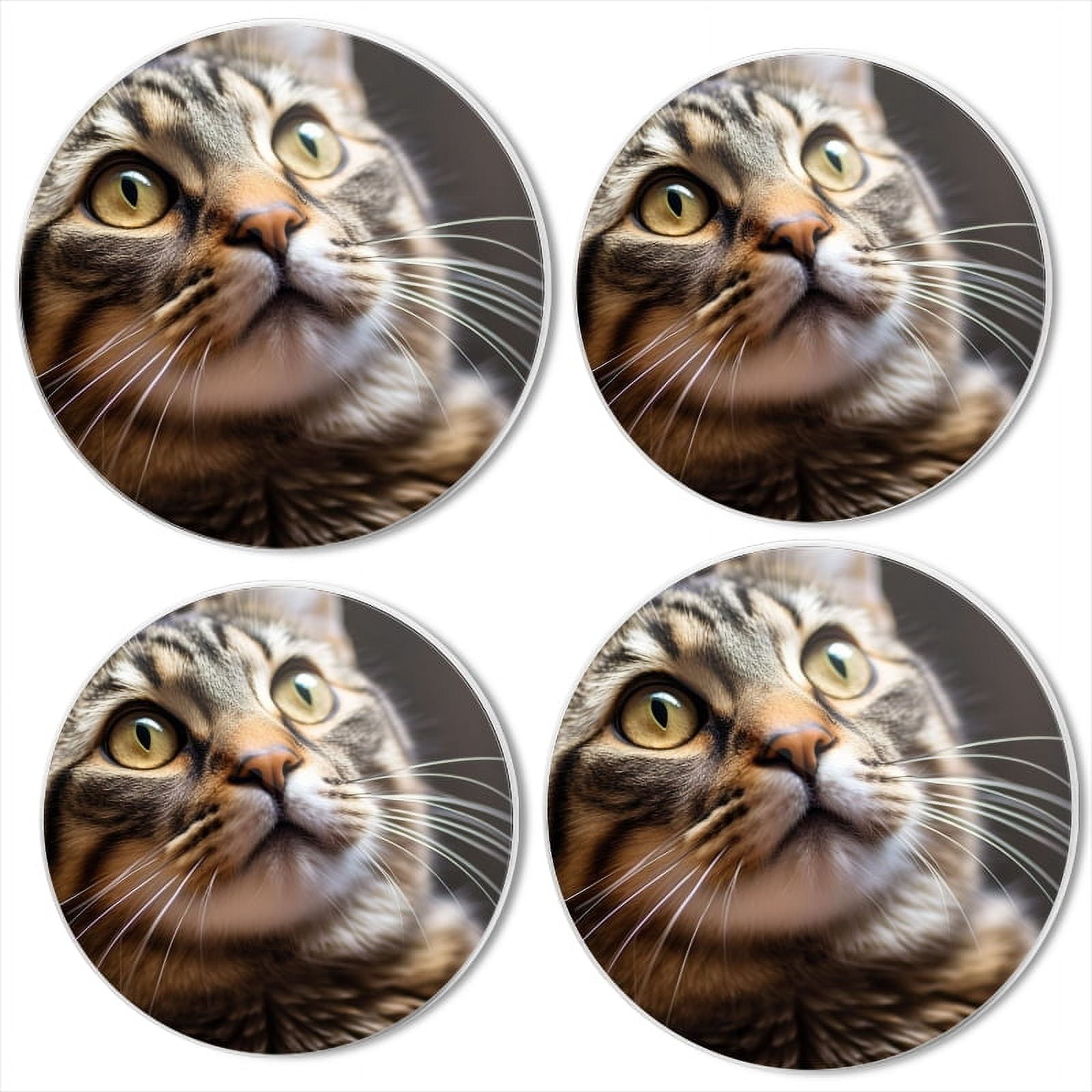 BaHomeck Electric Stove Burner Covers Set of 4,Round Metal Gas Stove Burner Covers 8 Inch and 10 Inch,Kitchen Decor,Shorthair Cat Gazes Upward Towards The Sky