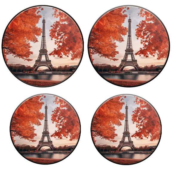 BaHomeck Electric Stove Burner Covers Set of 4,Round Metal Gas Stove Burner Covers 8 Inch and 10 Inch,Kitchen Decor,Stunning Autumn Scene Of The Eiffel Tower In Paris