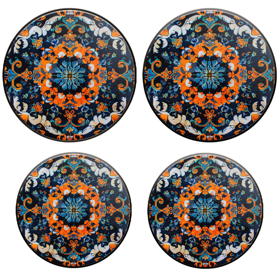 BaHomeck Electric Stove Burner Covers Set of 4,Round Metal Gas Stove Burner Covers 8 Inch and 10 Inch,Kitchen Decor,Symmetrical And Intricate Pattern Of Arabic Carpet