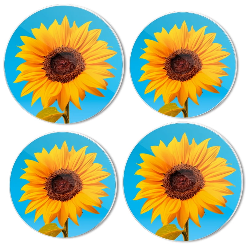 BaHomeck Electric Stove Burner Covers Set of 4,Round Metal Gas Stove Burner Covers 8 Inch and 10 Inch,Kitchen Decor,Vibrant Sunflower Against The Clear Blue Sky