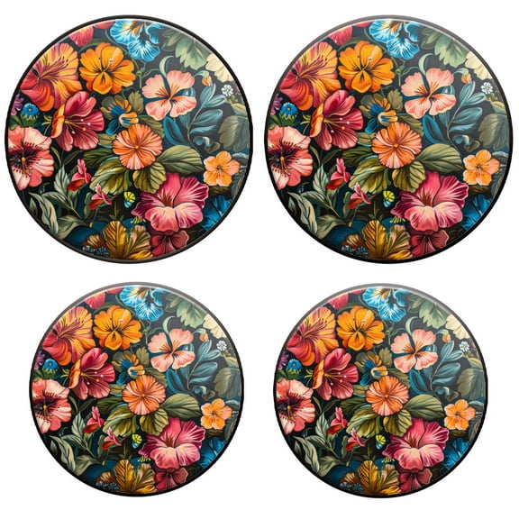 BaHomeck Electric Stove Burner Covers Set of 4,Round Metal Gas Stove Burner Covers 8 Inch and 10 Inch,Kitchen Decor,Victorian-Style Painting Of Floral Pattern