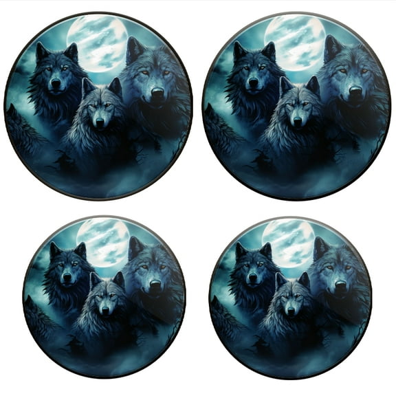 BaHomeck Electric Stove Burner Covers Set of 4,Round Metal Gas Stove Burner Covers 8 Inch and 10 Inch,Kitchen Decor,Wolves Howling At Full Moon In The Background