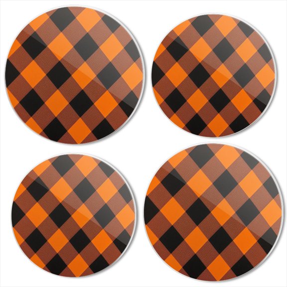 BaHomeck Electric Stove Burner Covers Set of 4,Round Metal Gas Stove Burner Covers 8 Inch and 10 Inch,Kitchen Decor,Orange And Black Diamond Pattern