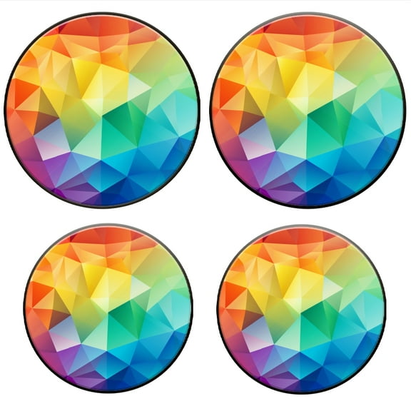BaHomeck Electric Stove Burner Covers Set of 4,Round Metal Gas Stove Burner Covers 8 Inch and 10 Inch,Kitchen Decor,Rainbow Color Low Poly Triangles