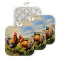 thumbnail image 1 of BaHomeck Pot Holders 4pcs dacron Made Square heat-resisting mat Machine Washable for Kitchen Oven Hot Pads 6.7inch*6.7inch,Chickens Standing On The Grassland With Blue Sky, 1 of 5