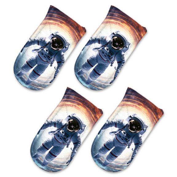 BaHomeck Pot Handle Holder Covers 4Pcs, Astronaut In Space Suit Floating Through Wormhole Non Slip Heat-Resisting Pan Handle Covers For Home Kitchen Baking Cooking BBQ Cookwares,63In