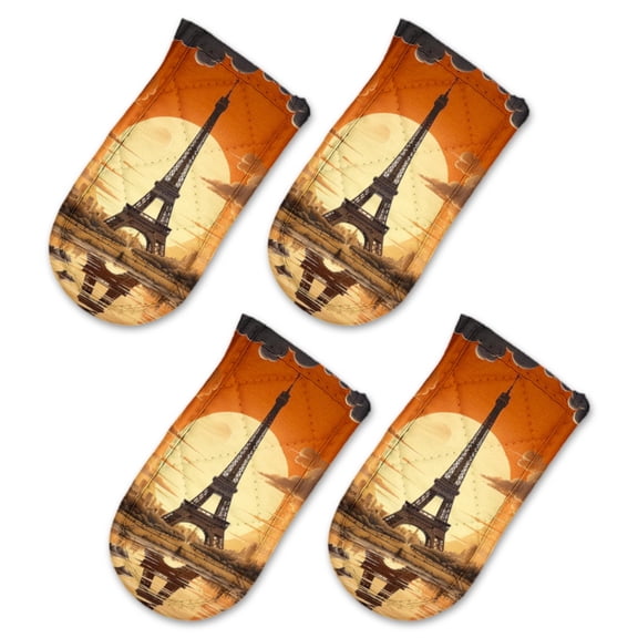 BaHomeck Pot Handle Holder Covers 4Pcs, Eiffel Tower In Paris During The Autumn Season Non Slip Heat-Resisting Pan Handle Covers For Home Kitchen Baking Cooking BBQ Cookwares,63In