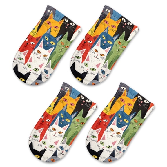 BaHomeck Pot Handle Holder Covers 4Pcs, Large Group Of Cats With Different Eyes And Ears Non Slip Heat-Resisting Pan Handle Covers For Home Kitchen Baking Cooking BBQ Cookwares,63In