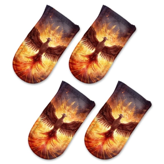 BaHomeck Pot Handle Holder Covers 4Pcs, Majestic Phoenix Rising From The Ashes Non Slip Heat-Resisting Pan Handle Covers For Home Kitchen Baking Cooking BBQ Cookwares,63In
