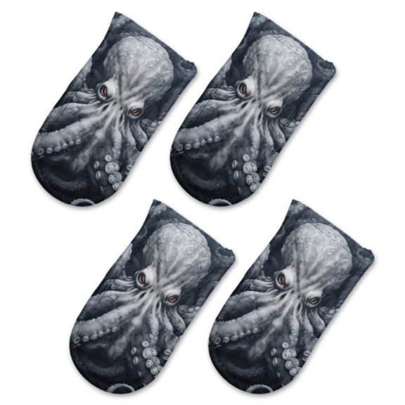BaHomeck Pot Handle Holder Covers 4Pcs, Octopus With Many Tentacles With Gray In Color Non Slip Heat-Resisting Pan Handle Covers For Home Kitchen Baking Cooking BBQ Cookwares,6×3In