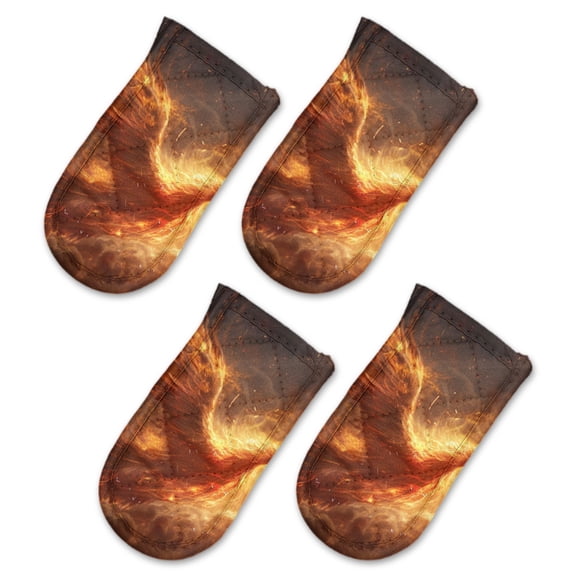 BaHomeck Pot Handle Holder Covers 4Pcs, Phoenix Rising From The Ashes In The Style Of Fantasy Art Non Slip Heat-Resisting Pan Handle Covers For Home Kitchen Baking Cooking BBQ Cookwares,63In