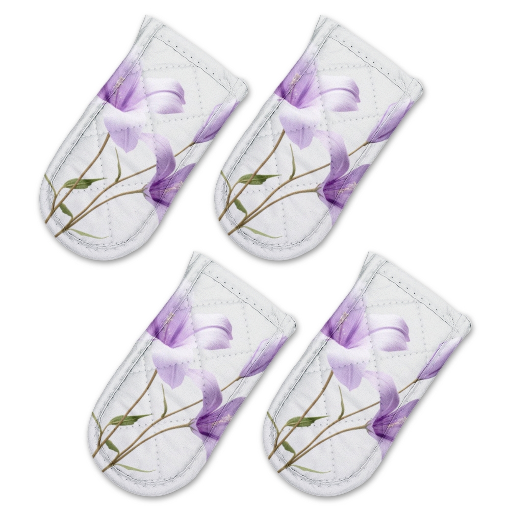 BaHomeck Pot Handle Holder Covers 4Pcs, Mandala Lotus Flower With Purple Petals And Golden Center Non Slip Heat Resisting Pan For Home Kitchen Baking