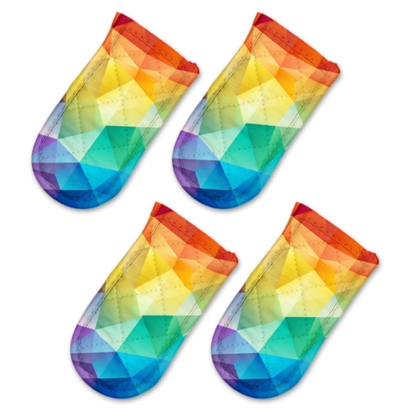 BaHomeck Pot Handle Holder Covers 4Pcs, Rainbow Color Low Poly Triangles Non Slip Heat-Resisting Pan Handle Covers For Home Kitchen Baking Cooking BBQ Cookwares,63In