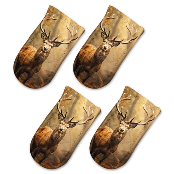 BaHomeck Pot Handle Holder Covers 4Pcs, Red Deer In The Morning Sun Wilderness Non Slip Heat-Resisting Pan Handle Covers For Home Kitchen Baking Cooking BBQ Cookwares,63In