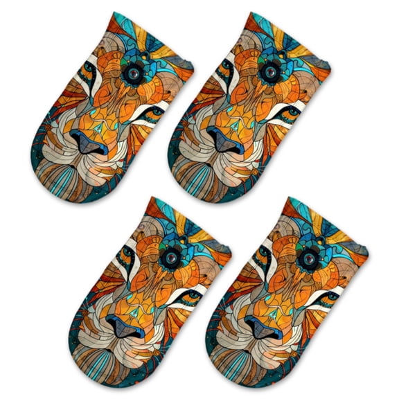BaHomeck Pot Handle Holder Covers 4Pcs, Stylized Lion Face Made Of Stained Glass Non Slip Heat-Resisting Pan Handle Covers For Home Kitchen Baking Cooking BBQ Cookwares,63In