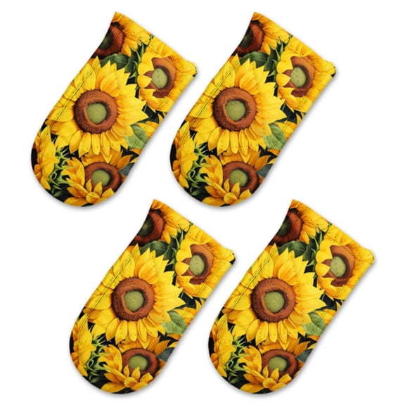 BaHomeck Pot Handle Holder Covers 4Pcs, Sunflowers With Petals In Vibrant Yellows And Greens Non Slip Heat-Resisting Pan Handle Covers For Home Kitchen Baking Cooking BBQ Cookwares,63In