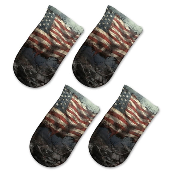 BaHomeck Pot Handle Holder Covers 4Pcs, The American Flag Atop A Pile Of Rubble And Torn And Destroyed Non Slip Heat-Resisting Pan Handle Covers For Home Kitchen Baking Cooking BBQ Cookwares,63In