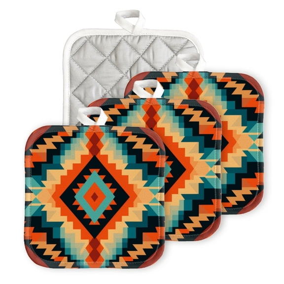 BaHomeck Pot Holder for Kitchen 4pcs,20cm×20cm Square Heat Resistant Funny Hotpads Non Slip Dirt-Proof Kitchen Cook Oven Potholders Machine Washable-Seamless Pattern With Digital Printing Of Orange