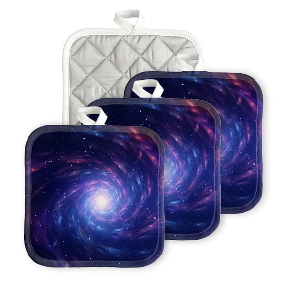BaHomeck Pot Holders 4pcs dacron Made Square heat-resisting mat Machine Washable for Kitchen Oven Hot Pads 6.7inch*6.7inch,Galactic Spiral With Stars And Nebulae In Deep Space