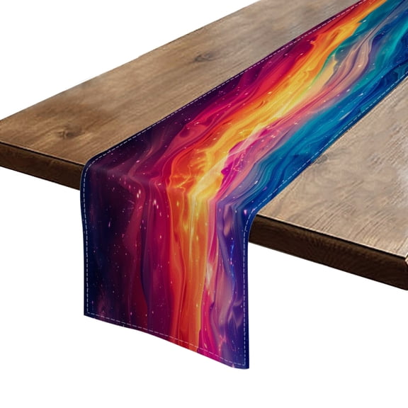 BaHomeck Table Runner 13*72 In,Set Of 1 Abstract Colorful Waves And Stars High Density Cotton Linens Machine Washable Table Runner For Kitchen Dining Table Coffee Table Decor