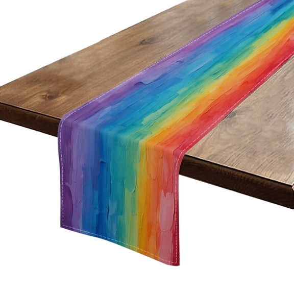 BaHomeck Table Runner 13*72 In,Set Of 1 Abstract Rainbow Textured Oil Painting High Density Cotton Linens Machine Washable Table Runner For Kitchen Dining Table Coffee Table Decor
