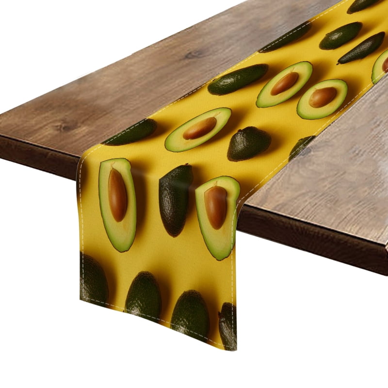 BaHomeck Table Runner 13*72 In,Set Of 1 Avocados On Yellow Background ...