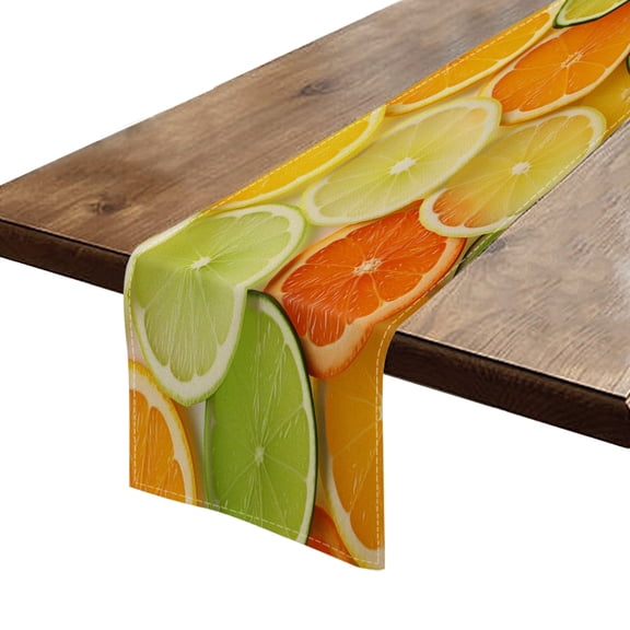 BaHomeck Table Runner 13*72 In,Set Of 1 Background Of Different Citrus Slices And Orange High Density Cotton Linens Machine Washable Table Runner For Kitchen Dining Table Coffee Table Decor