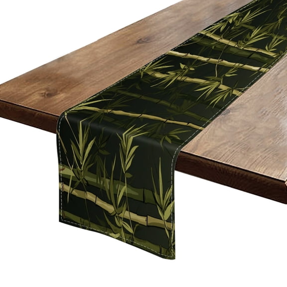 BaHomeck Table Runner 13*72 In,Set Of 1 Bamboo Forest With Green Bamboo Leaves High Density Cotton Linens Machine Washable Table Runner For Kitchen Dining Table Coffee Table Decor