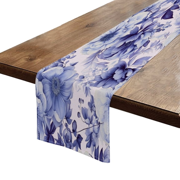 BaHomeck Table Runner 13*72 In,Set Of 1 Beautiful Blue And White Floral Pattern (2) High Density Cotton Linens Machine Washable Table Runner For Kitchen Dining Table Coffee Table Decor
