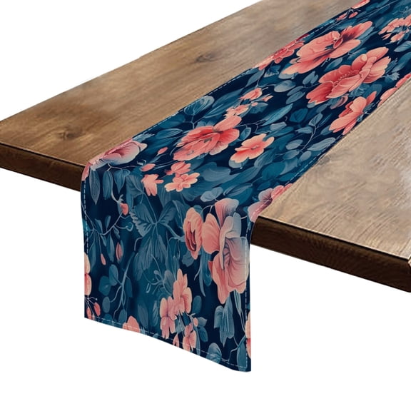 BaHomeck Table Runner 13*72 In,Set Of 1 Beautiful Flowers Of Vintage Floral Print High Density Cotton Linens Machine Washable Table Runner For Kitchen Dining Table Coffee Table Decor