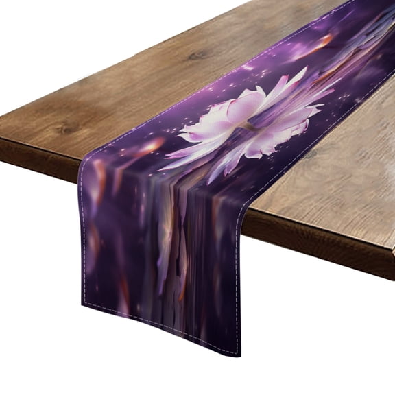 BaHomeck Table Runner 13*72 In,Set Of 1 Beautiful Lotus Flower Glowing With Soft Light High Density Cotton Linens Machine Washable Table Runner For Kitchen Dining Table Coffee Table Decor