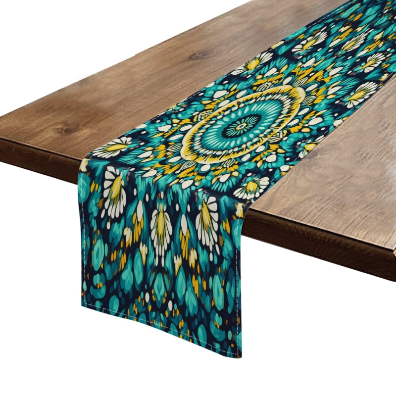 BaHomeck Table Runner 13*72 In,Set Of 1 Beautiful Teal And Yellow ...