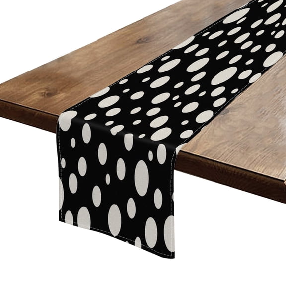 BaHomeck Table Runner 13*72 In,Set Of 1 Black And White Polka Dot Pattern High Density Cotton Linens Machine Washable Table Runner For Kitchen Dining Table Coffee Table Decor