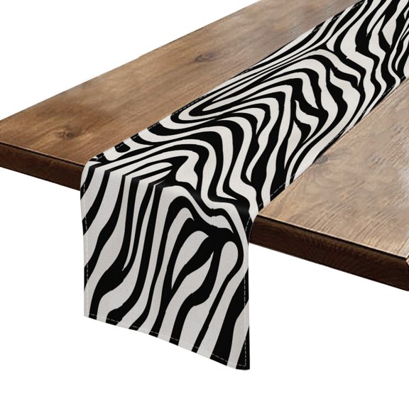 BaHomeck Table Runner 13*72 In,Set Of 1 Black And White Zebra Skin Pattern High Density Cotton Linens Machine Washable Table Runner For Kitchen Dining Table Coffee Table Decor