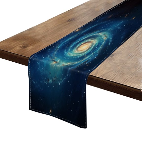 BaHomeck Table Runner 13*72 In,Set Of 1 Blue Spiral Galaxy With Stars High Density Cotton Linens Machine Washable Table Runner For Kitchen Dining Table Coffee Table Decor