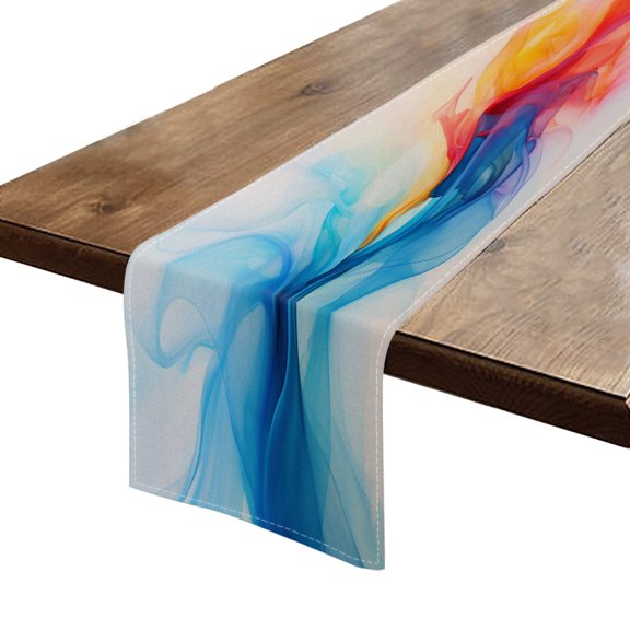 BaHomeck Table Runner 13*72 In,Set Of 1 Colorful Background With Blurred Shapes High Density Cotton Linens Machine Washable Table Runner For Kitchen Dining Table Coffee Table Decor