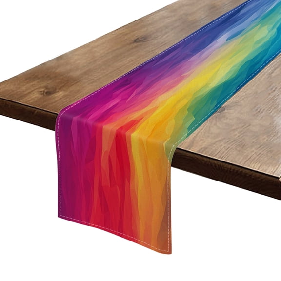 BaHomeck Table Runner 13*72 In,Set Of 1 Colorful Geometric Background With Rainbow Color Gradient High Density Cotton Linens Machine Washable Table Runner For Kitchen Dining Table Coffee Table Decor