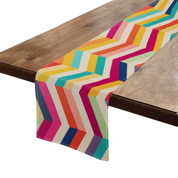 BaHomeck Table Runner 13*72 In,Set Of 1 Colorful Pattern Background With Vibrant Colors High Density Cotton Linens Machine Washable Table Runner For Kitchen Dining Table Coffee Table Decor