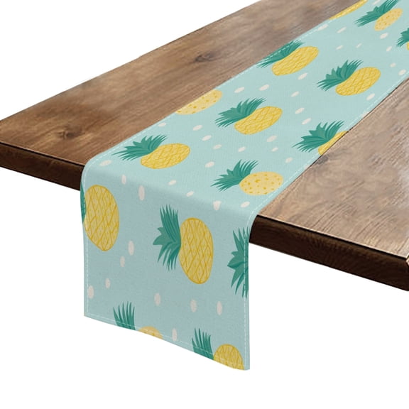 BaHomeck Table Runner 13*72 In,Set Of 1 Cute Cartoon Style Pineapple High Density Cotton Linens Machine Washable Table Runner For Kitchen Dining Table Coffee Table Decor