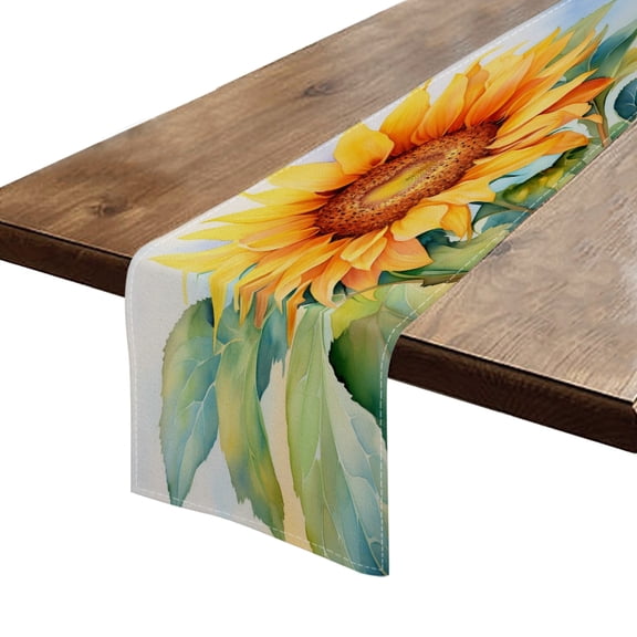 BaHomeck Table Runner 13*72 In,Set Of 1 Cute Sunflower Yellow High Density Cotton Linens Machine Washable Table Runner For Kitchen Dining Table Coffee Table Decor