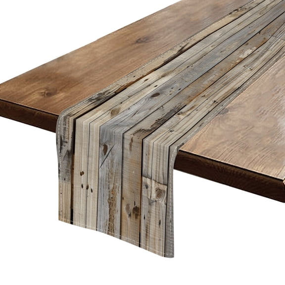 BaHomeck Table Runner 13*72 In,Set Of 1 Detailed Texture Of Weathered Wooden Planks High Density Cotton Linens Machine Washable Table Runner For Kitchen Dining Table Coffee Table Decor