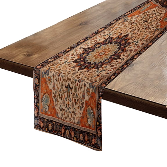 BaHomeck Table Runner 13*72 In,Set Of 1 Intricate Carpet With Floral Design High Density Cotton Linens Machine Washable Table Runner For Kitchen Dining Table Coffee Table Decor