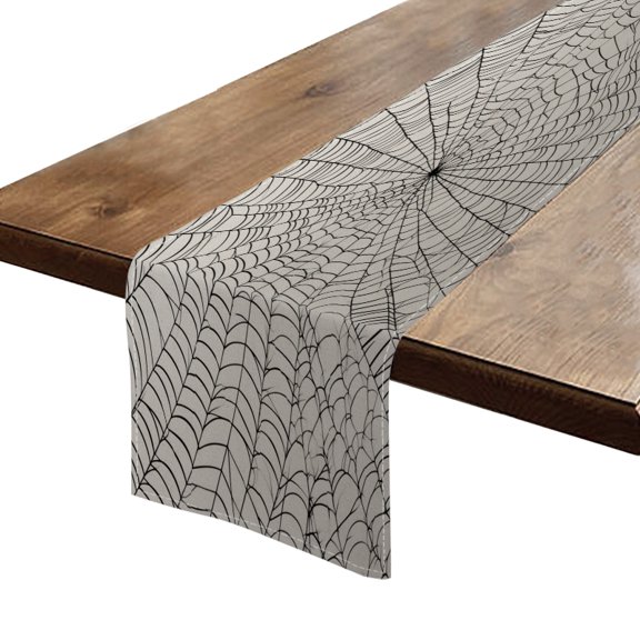 BaHomeck Table Runner 13*72 In,Set Of 1 Intricate Spider Web With Numerous Lines And Curves High Density Cotton Linens Machine Washable Table Runner For Kitchen Dining Table Coffee Table Decor
