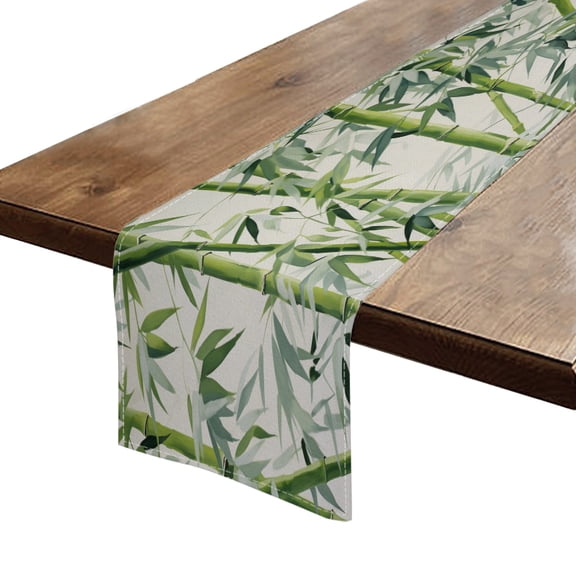 BaHomeck Table Runner 13*72 In,Set Of 1 Large Bamboo Forest With Leaves High Density Cotton Linens Machine Washable Table Runner For Kitchen Dining Table Coffee Table Decor