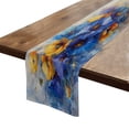 thumbnail image 1 of BaHomeck Table Runner 13*72 In,Set Of 1 Oil Painting Of Vibrant Blue And Yellow Poppies High Density Cotton Linens Machine Washable Table Runner For Kitchen Dining Table Coffee Table Decor, 1 of 4