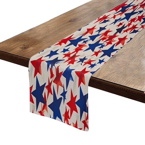 BaHomeck Table Runner 13*72 In,Set Of 1 Pattern Of Red And Blue Stars High Density Cotton Linens Machine Washable Table Runner For Kitchen Dining Table Coffee Table Decor