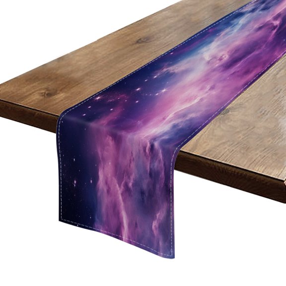 BaHomeck Table Runner 13*72 In,Set Of 1 Purple And Blue Nebula With Stars High Density Cotton Linens Machine Washable Table Runner For Kitchen Dining Table Coffee Table Decor