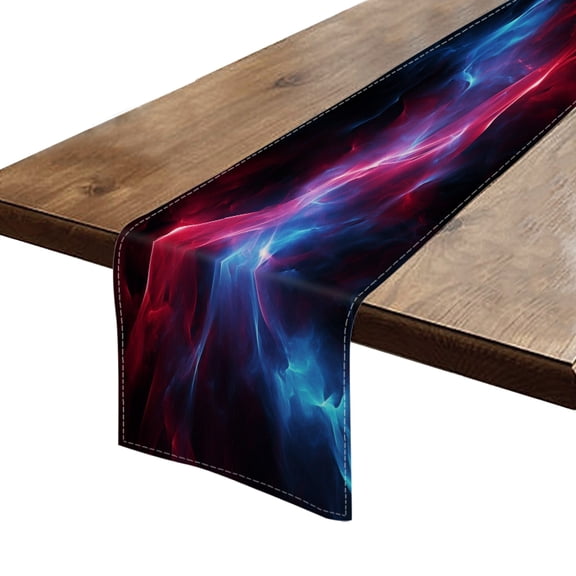 BaHomeck Table Runner 13*72 In,Set Of 1 Red And Blue Glowing Energy Waves With Dark Background High Density Cotton Linens Machine Washable Table Runner For Kitchen Dining Table Coffee Table Decor